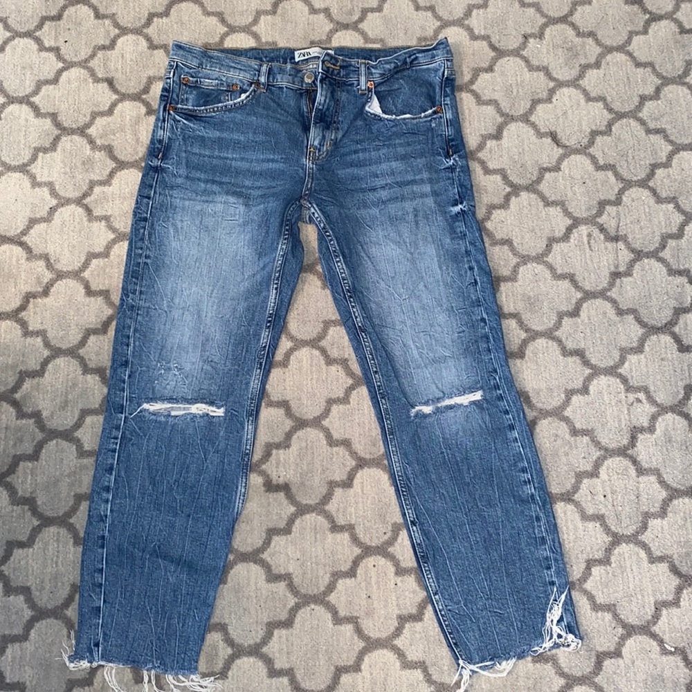 Zara boyfriend jeans with rips